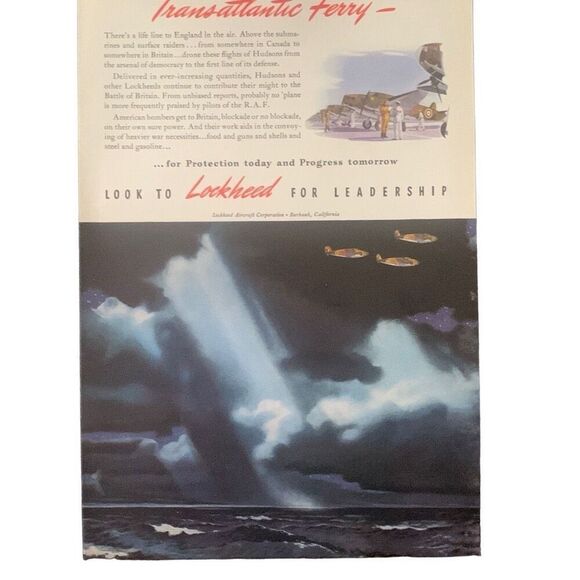 Vintage 1941 Lockheed Transatlantic Ferry Ad Advertisment - Picture 3 of 4